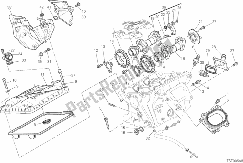 Alle onderdelen voor de Verticale Cilinderkop - Timing van de Ducati Superbike 1299S ABS Brasil 2018